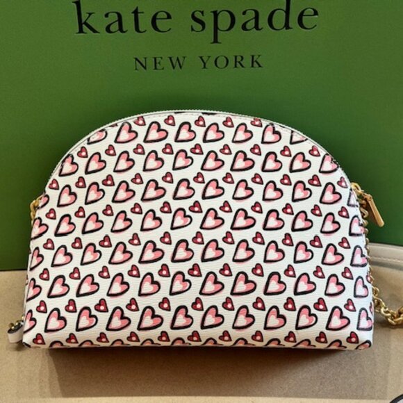 Kate Spade Morgan Fancy Hearts Double-zip Dome Crossbody Purse KA073 - Picture 8 of 11